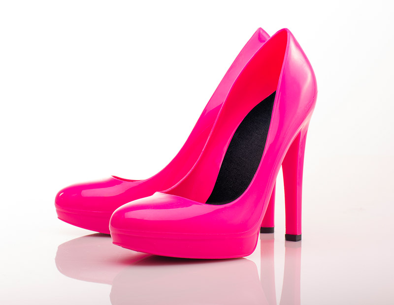 pink neon high heels